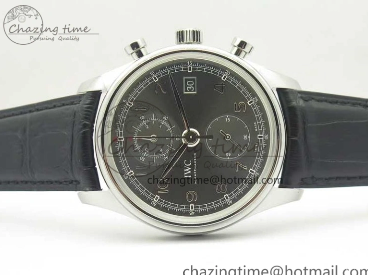 MIROTIME 0516 Portuguese Chrono SS ZF 1:1 Best Edition Gray Dial SS On Black Leather Strap A ZipUp 7215